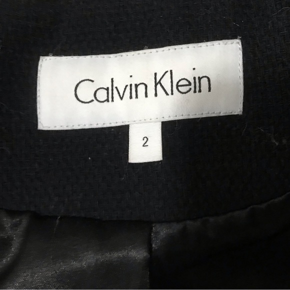 Calvin Klein Black Belted faux fur collar Coat - Picture 9 of 12